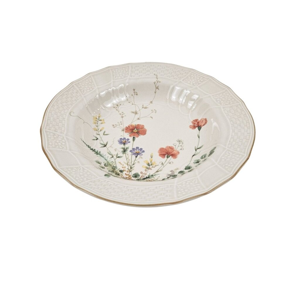 Mikasa Margaux Large Rim Soup Bowl Floral Embossed Basketweave Vintage Japan - Picture 2 of 10